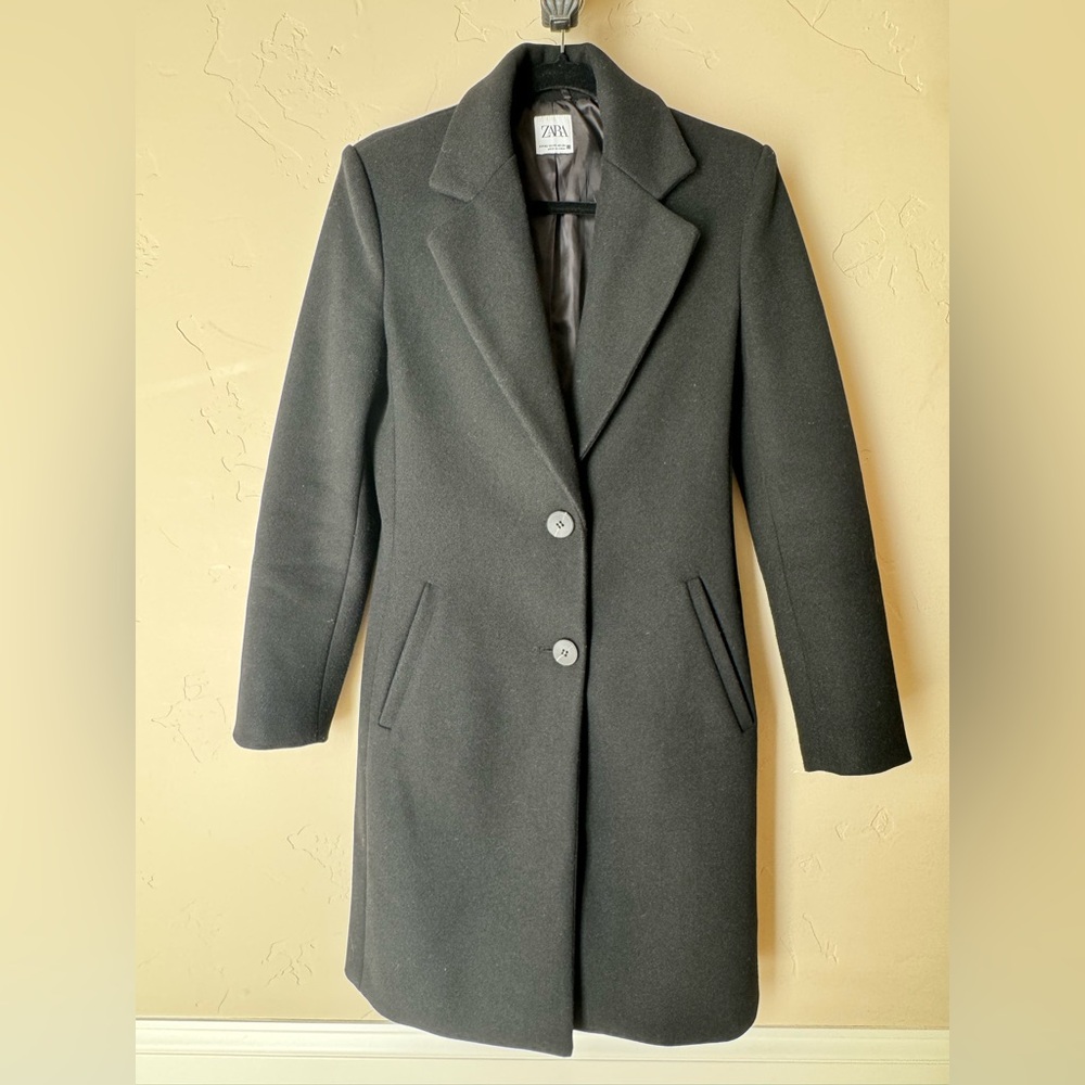 Zara black wool trench coat